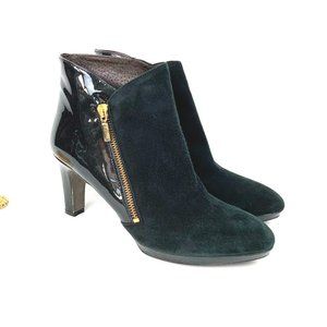 Miryan Spain Black Suede & Patent Leather Hills Ankle Boots Sz 9 (40)